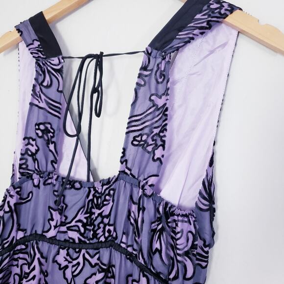 NWT Hale Bob Velvet Burnout Tunic Camisole V-Neck Open Back Purple S $148 - Picture 11 of 13